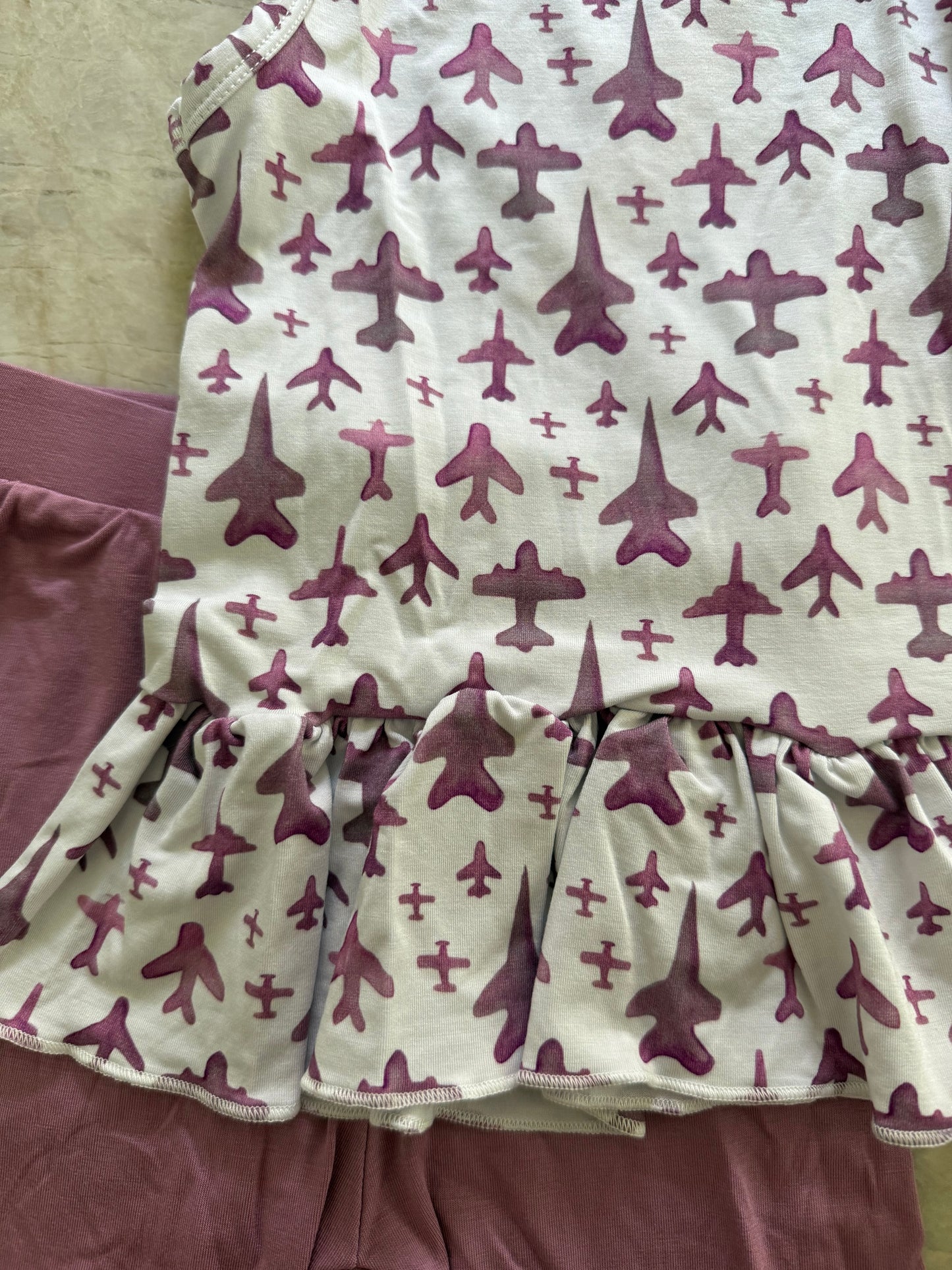 Pink Airplane Baby Outfit Set – Ruffle Tank & Matching Shorts | Bamboo Blend