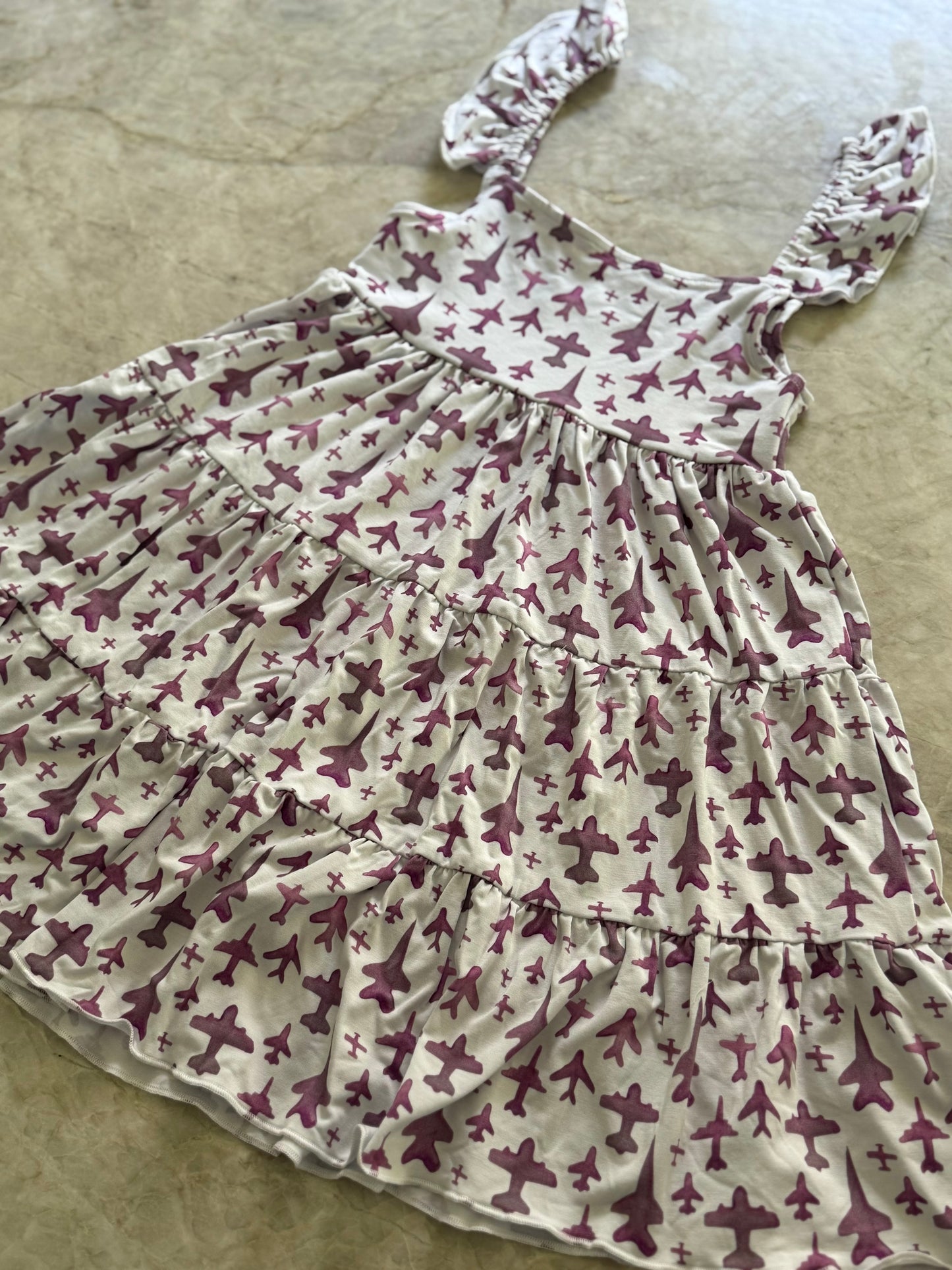 Pink Airplane Twirl Dress Set – Bamboo Blend | Includes Matching Shorts