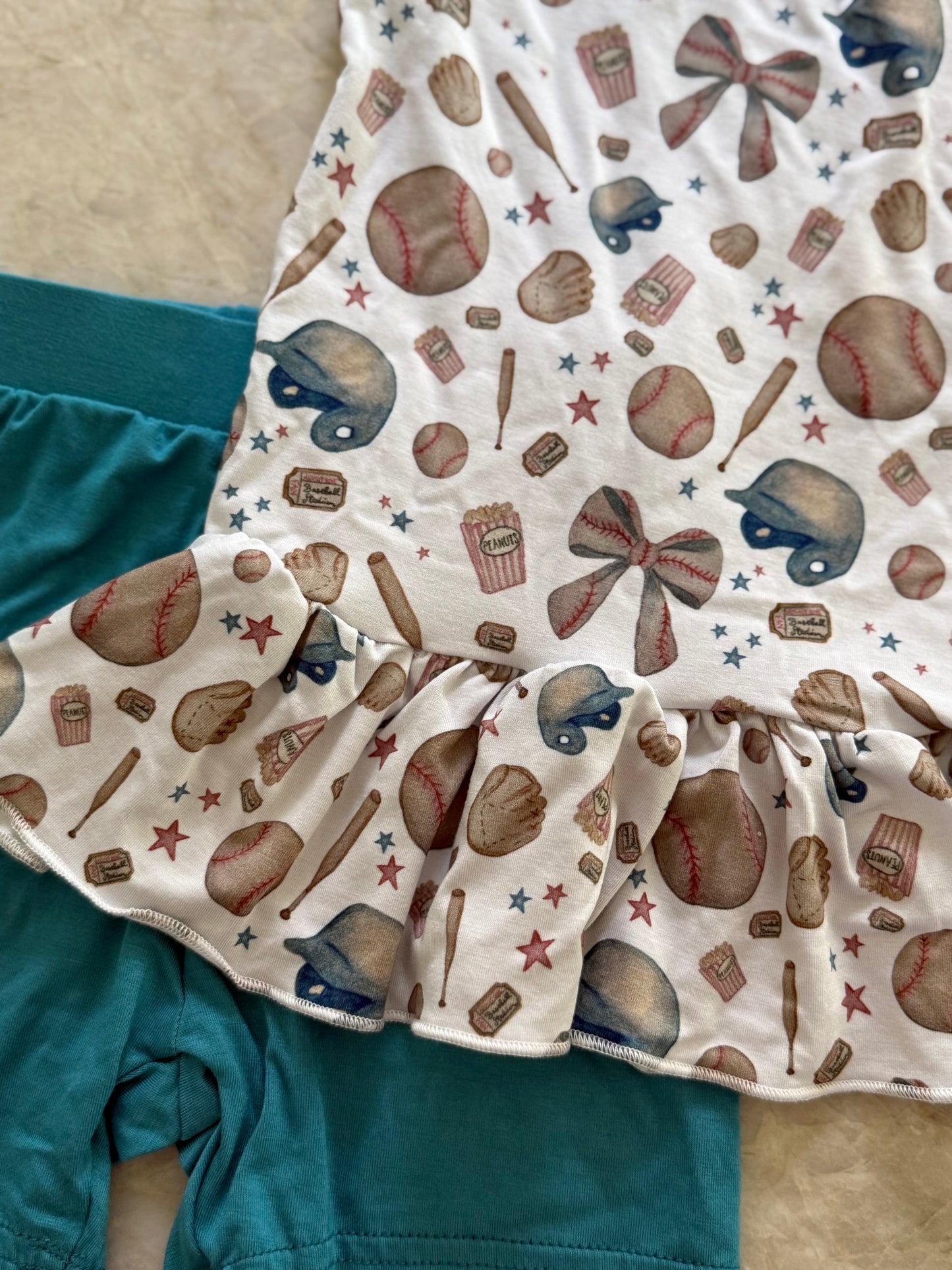 Girly Baseball Baby Outfit Set – Ruffle Tank & Matching Shorts | Bamboo Blend