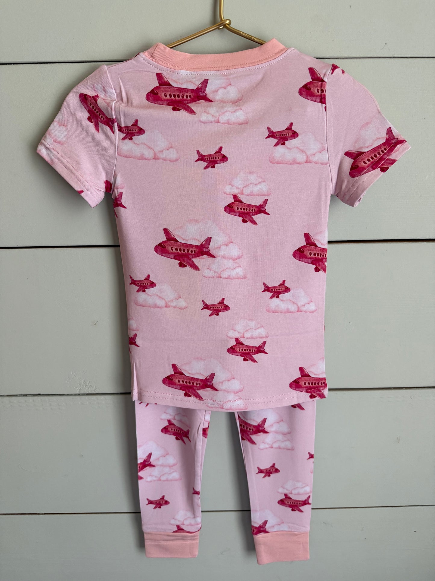 Sky High Dreams Bamboo Pajama Set – Pink Airplanes