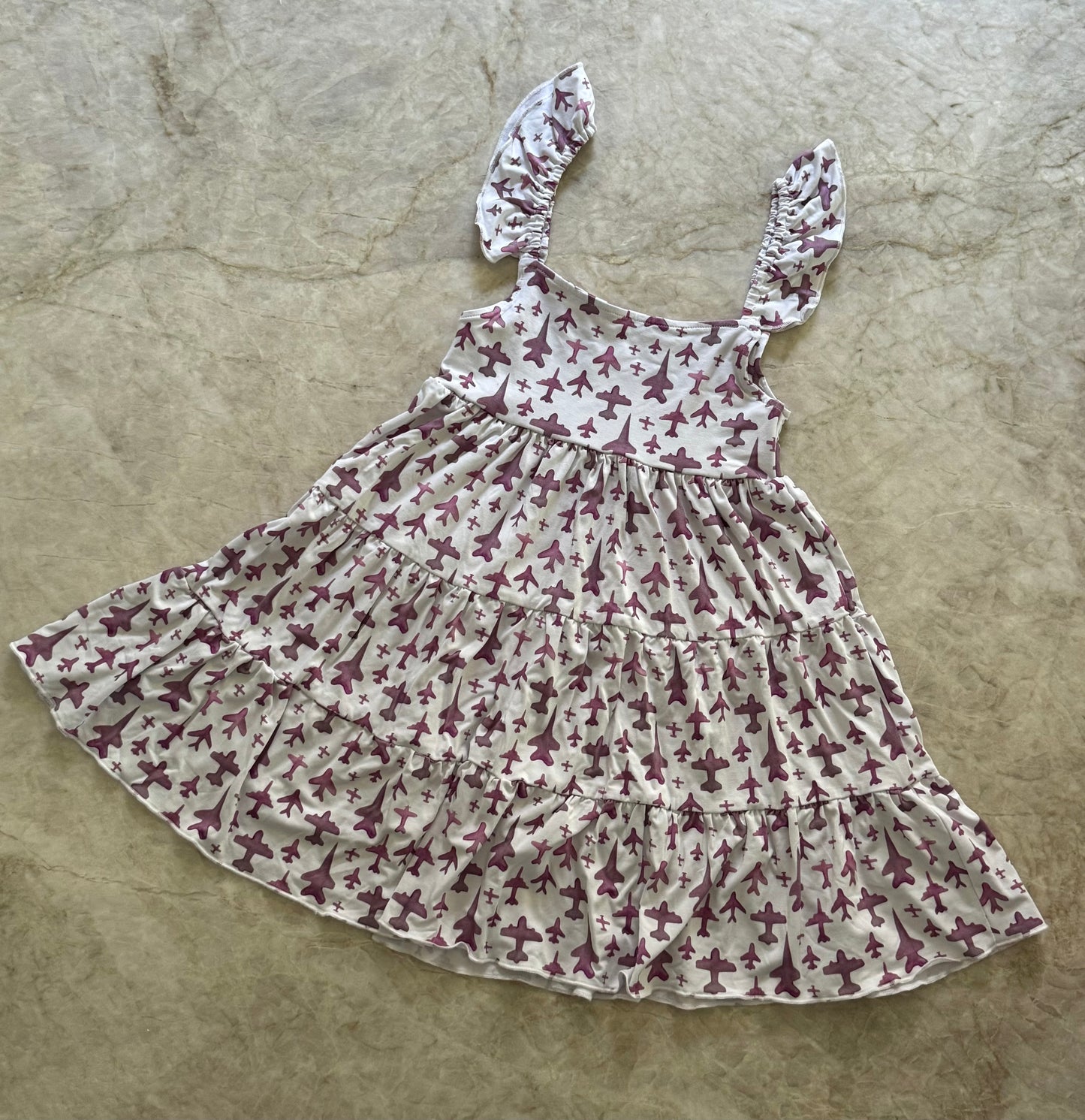 Pink Airplane Twirl Dress Set – Bamboo Blend | Includes Matching Shorts
