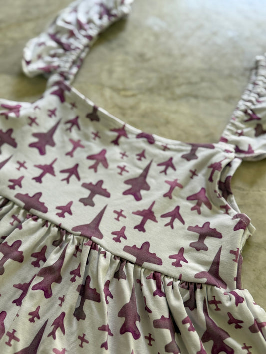 Pink Airplane Twirl Dress Set – Bamboo Blend | Includes Matching Shorts