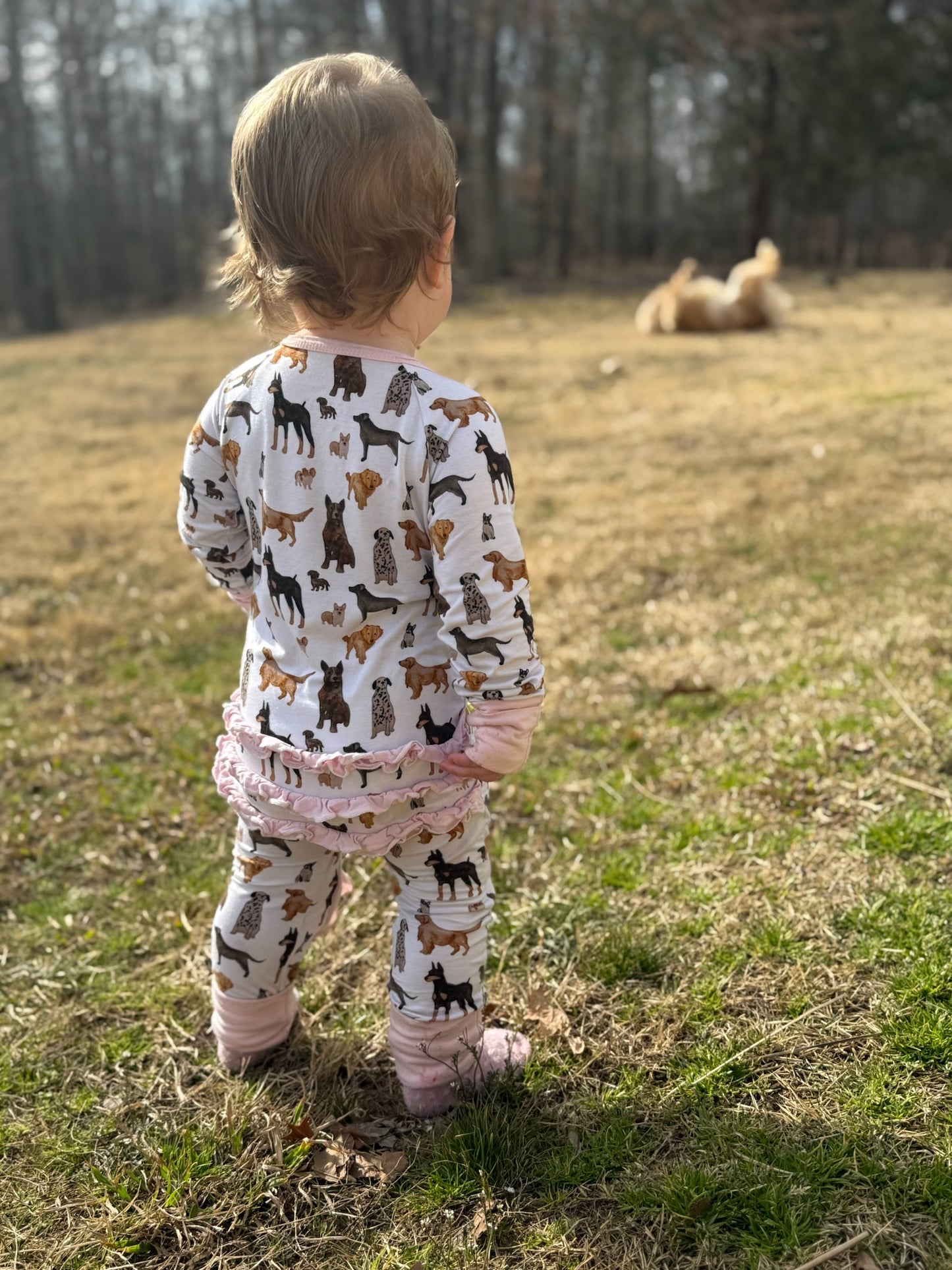 Dog Daze Ruffle Sleeper - Zipper Pajamas