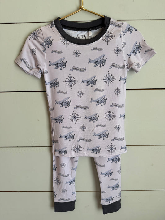 Adventure Awaits Bamboo Pajama Set Airplanes