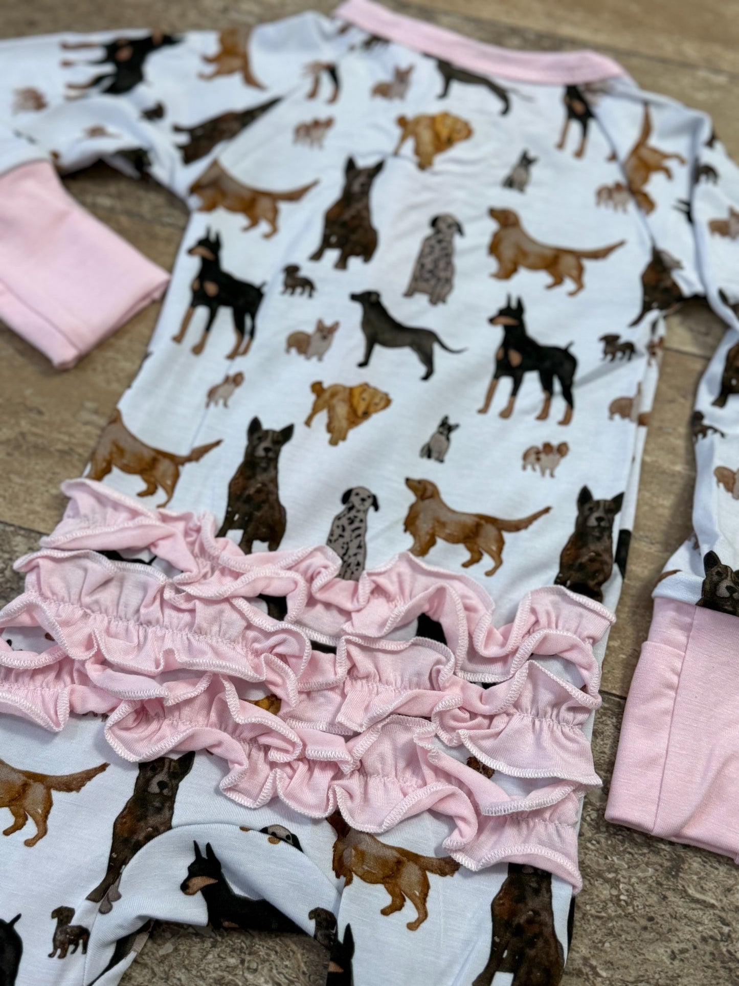Dog Daze Ruffle Sleeper - Zipper Pajamas